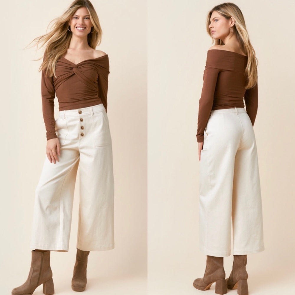 FRANCESCA’S High Waisted Wide Leg Cropped Pants